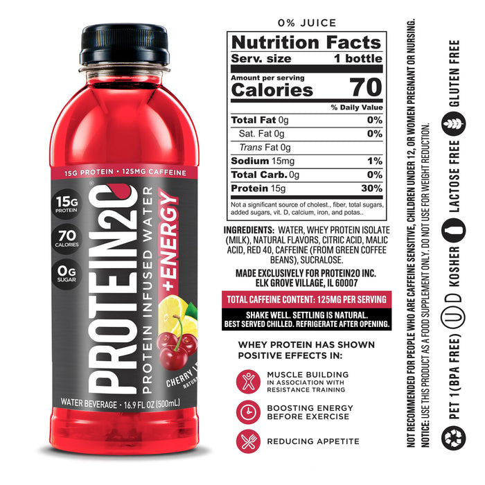 Protein2o Cherry Lemonade + Energy Sports Drink, 500ml