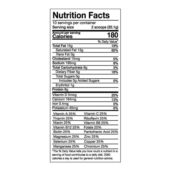Keto Wise Chocolate Meal Replacement Shake nutritional info