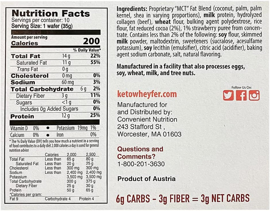 nutritional info of Convenient Nutrition Strawberry Cream Wheyfer