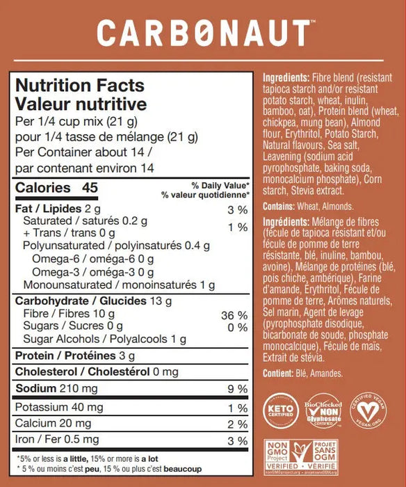 nutritional info of Carbonaut Original Pancake & Waffle Mix, 283g