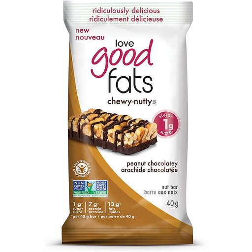 Love Good Fats Peanut Chocolatey Chewy Nutty Bar, 40g (BB: 23-JAN-24) Love Good Fats