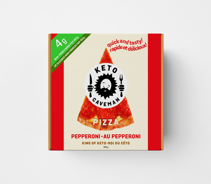 A BOX OF Caveman Cafe Keto Pepperoni Pizza, 200g