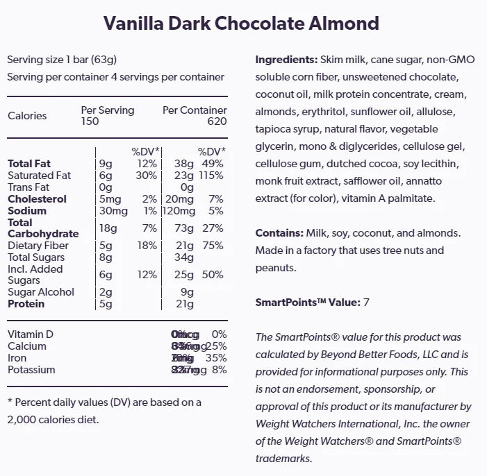 Enlightened Dark Chocolate Vanilla Almond Bar, 4x81ml (PICKUP ONLY) Enlightened