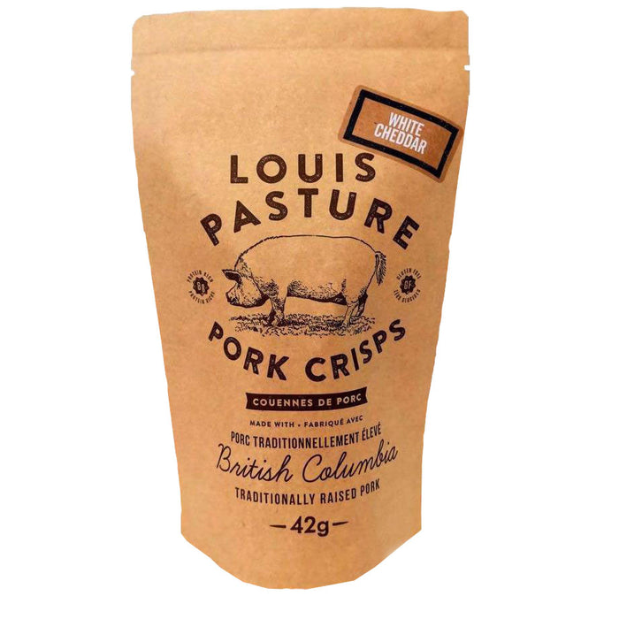 Louis Pasture White Cheddar Pork Rind Crisps, 42g